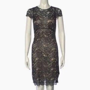 L’AGENCE Grey Silk Lace Sheath Dress Size 4